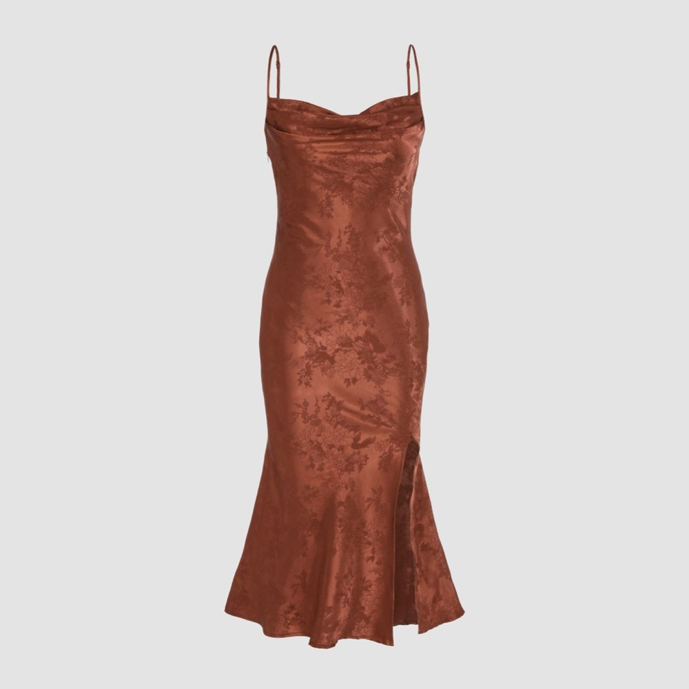 Brown lace evening dress